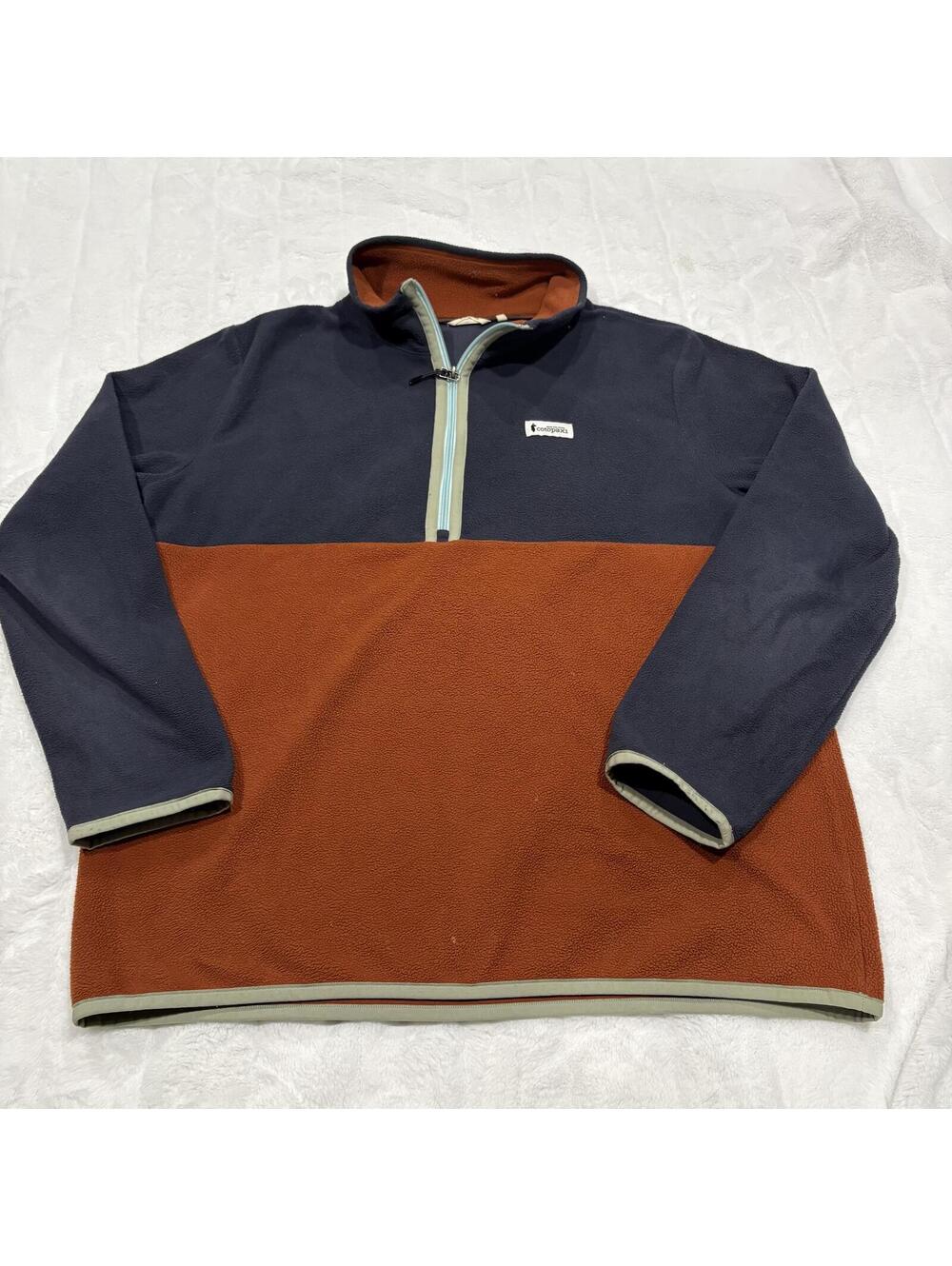 Cotopaxi Colorblock Fleece orange blue Pullover Men XL Warm Cozy Outdoor Jacket